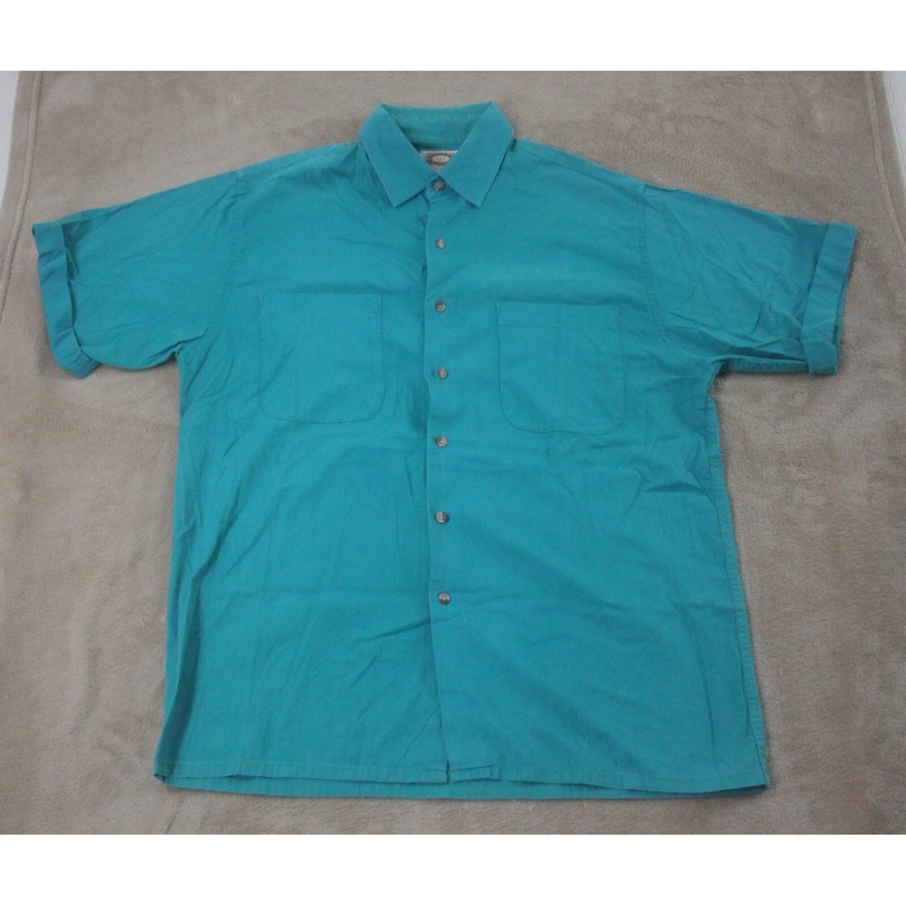 VINTAGE Banana Republic Shirt Mens medium blue short sleeve EUC